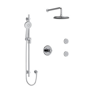 Système à 3 voies coaxiales 1/2 po type T/P (thermostatique/pression équilibrée) Momenti avec douchette sur rail, coude de raccordement, tête de douche et 2 jets corporels - Chrome avec poignées en croix  | Numéro de modèle: KIT3545MMRD+C-6 - Produit épuisé