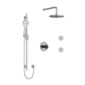 Système à 3 voies coaxiales 1/2 po type T/P (thermostatique/pression équilibrée) Momenti avec douchette sur rail, coude de raccordement, tête de douche et 2 jets corporels - Chrome et Noir avec poignées en croix​​​​​​​  | Numéro de modèle: KIT3545MMRD+CBK-6-SPEX - Produit épuisé