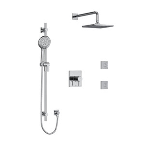DISCONTINUED Pallace Type T/P (Thermostatic/Pressure Balance) 1/2 Inch Coaxial 3-Way System Hand Shower Rail Elbow Supply Shower Head And 2 Body Jets - Chrome | Model Number: KIT3545PATQC-6-SPEX