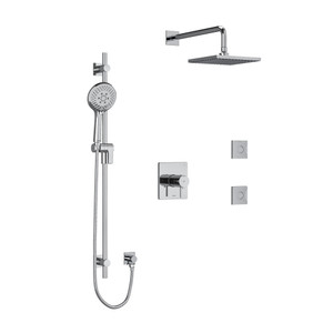 Pallace Type T/P (Thermostatic/Pressure Balance) 1/2 Inch Coaxial 3-Way System Hand Shower Rail Elbow Supply Shower Head And 2 Body Jets - Chrome | Model Number: KIT3545PATQC-6-SPEX - Product Knockout