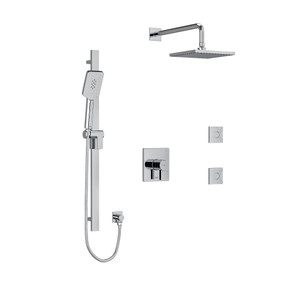 Profile Type T/P (Thermostatic/Pressure Balance) 1/2 Inch Coaxial 3-Way System Hand Shower Rail Elbow Supply Shower Head And 2 Body Jets - Chrome | Model Number: KIT3545PFTQC-6-EX - Product Knockout