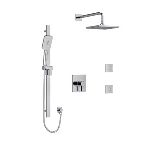 Profile Type T/P (Thermostatic/Pressure Balance) 1/2 Inch Coaxial 3-Way System Hand Shower Rail Elbow Supply Shower Head And 2 Body Jets - Chrome | Model Number: KIT3545PFTQC-6-SPEX - Product Knockout