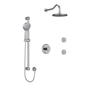 Retro Type T/P (Thermostatic/Pressure Balance) 1/2 Inch Coaxial 3-Way System Hand Shower Rail Elbow Supply Shower Head And 2 Body Jets - Chrome | Model Number: KIT3545RTC-6 - Product Knockout