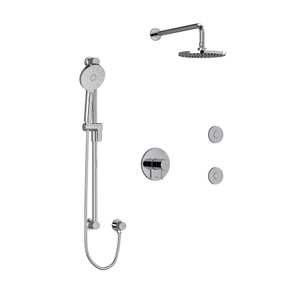 DISCONTINUED-Riu Type T/P (Thermostatic/Pressure Balance) 1/2 Inch Coaxial 3-Way System Hand Shower Rail Elbow Supply Shower Head And 2 Body Jets - Chrome | Model Number: KIT3545RUTMC-6 - Product Knockout