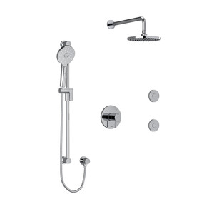 DISCONTINUED-Riu Type T/P (Thermostatic/Pressure Balance) 1/2 Inch Coaxial 3-Way System Hand Shower Rail Elbow Supply Shower Head And 2 Body Jets - Chrome | Model Number: KIT3545RUTMC-6-EX - Product Knockout