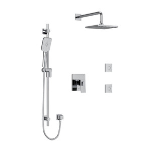 DISCONTINUED-Zendo Type T/P (Thermostatic/Pressure Balance) 1/2 Inch Coaxial 3-Way System Hand Shower Rail Elbow Supply Shower Head And 2 Body Jets - Chrome | Model Number: KIT3545ZOTQC-SPEX - Product Knockout
