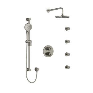 CS Type T/P (Thermostatic/Pressure Balance) Double Coaxial System With Hand Shower Rail 4 Body Jets And Shower Head - Brushed Nickel | Model Number: KIT446CSTMBN - Product Knockout