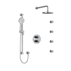 CS Type T/P (Thermostatic/Pressure Balance) Double Coaxial System With Hand Shower Rail 4 Body Jets And Shower Head - Chrome | Model Number: KIT446CSTMC-6 - Product Knockout