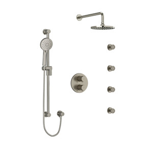 Edge Type T/P (Thermostatic/Pressure Balance) Double Coaxial System With Hand Shower Rail 4 Body Jets And Shower Head - Brushed Nickel | Model Number: KIT446EDTMBN - Product Knockout