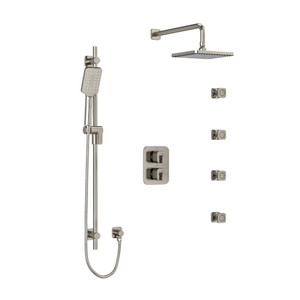 Equinox Type T/P (Thermostatic/Pressure Balance) Double Coaxial System With Hand Shower Rail 4 Body Jets And Shower Head - Brushed Nickel | Model Number: KIT446EQBN - Product Knockout