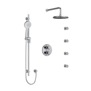 Momenti Type T/P (Thermostatic/Pressure Balance) Double Coaxial System With Hand Shower Rail 4 Body Jets And Shower Head - Chrome with Cross Handles | Model Number: KIT446MMRD+C - Product Knockout