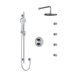 DISCONTINUED-Momenti Type T/P (Thermostatic/Pressure Balance) Double Coaxial System With Hand Shower Rail 4 Body Jets And Shower Head - Chrome with J-Shaped Handles | Model Number: KIT446MMRDJC - Product Knockout