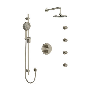 DISCONTINUED Pallace Type T/P (Thermostatic/Pressure Balance) Double Coaxial System With Hand Shower Rail 4 Body Jets And Shower Head - Brushed Nickel | Model Number: KIT446PATMBN