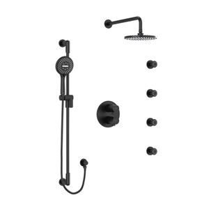 Parabola Type T/P (Thermostatic/Pressure Balance) Double Coaxial System With Hand Shower Rail 4 Body Jets And Shower Head - Black | Model Number: KIT446PBBK - Product Knockout