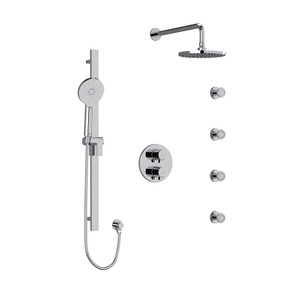 Paradox Type T/P (Thermostatic/Pressure Balance) Double Coaxial System With Hand Shower Rail 4 Body Jets And Shower Head - Chrome | Model Number: KIT446PXTMC - Product Knockout