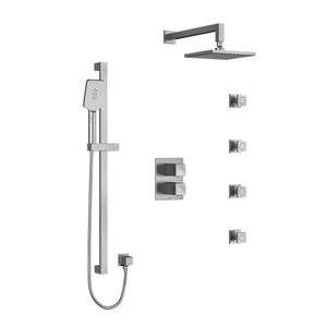 Reflet Type T/P (Thermostatic/Pressure Balance) Double Coaxial System With Hand Shower Rail 4 Body Jets And Shower Head - Brushed Chrome | Model Number: KIT446RFBC - Product Knockout