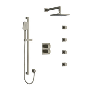 Reflet Type T/P (Thermostatic/Pressure Balance) Double Coaxial System With Hand Shower Rail 4 Body Jets And Shower Head - Brushed Nickel | Model Number: KIT446RFBN - Product Knockout