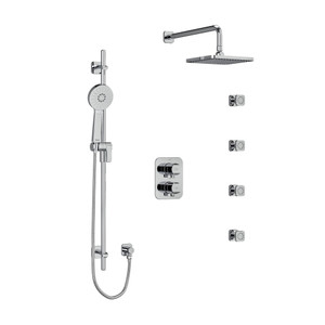 Salome Type T/P (Thermostatic/Pressure Balance) Double Coaxial System With Hand Shower Rail 4 Body Jets And Shower Head - Chrome | Model Number: KIT446SAC - Product Knockout