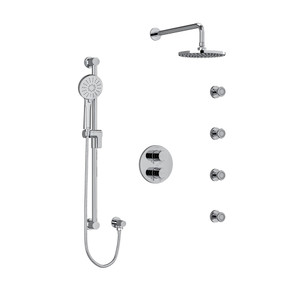 DISCONTINUED Sylla Type T/P (Thermostatic/Pressure Balance) Double Coaxial System With Hand Shower Rail 4 Body Jets And Shower Head - Chrome | Model Number: KIT446SYTMC-6