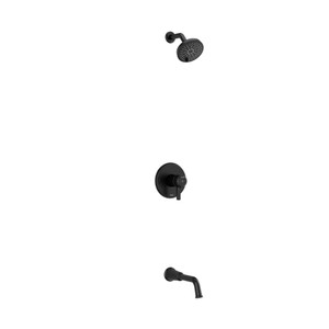 Système coaxial à 2 voies non partagées avec tête de douche et bec de bain 1/2" type T/P (thermostatique/pression équilibrée) Momenti - Noir avec poignées en J  | Numéro de modèle: KIT4744MMRDJBK - Produit épuisé