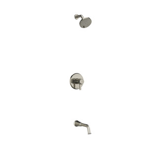 Système coaxial à 2 voies non partagées avec tête de douche et bec de bain 1/2" type T/P (thermostatique/pression équilibrée) Momenti - Nickel brossé avec poignées en J  | Numéro de modèle: KIT4744MMRDJBN-SPEX - Produit épuisé