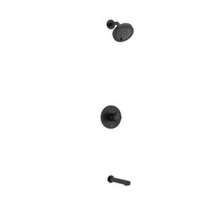 DISCONTINUED-Riu Type T/P (Thermostatic/Pressure Balance) 1/2 Inch Coaxial 2-Way No Share With Shower Head And Tub Spout - Black with Cross Handles | Model Number: KIT4744RUTM+KNBK-SPEX - Product Knockout