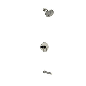 DISCONTINUED-Riu Type T/P (Thermostatic/Pressure Balance) 1/2 Inch Coaxial 2-Way No Share With Shower Head And Tub Spout - Polished Nickel with Knurled Lever Handles | Model Number: KIT4744RUTMKNPN - Product Knockout