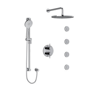 DISCONTINUED Riu Type T/P (Thermostatic/Pressure Balance) 3/4 Inch Double Coaxial System With Hand Shower Rail 4 Body Jets And Shower Head - Chrome | Model Number: KIT483RUTMC