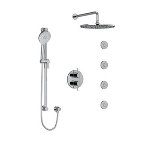 Riu Type T/P (Thermostatic/Pressure Balance) 3/4 Inch Double Coaxial System With Hand Shower Rail 4 Body Jets And Shower Head - Chrome | Model Number: KIT483RUTMC - Product Knockout