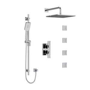 DISCONTINUED Zendo Type T/P (Thermostatic/Pressure Balance) 3/4 Inch Double Coaxial System With Hand Shower Rail 4 Body Jets And Shower Head - Chrome | Model Number: KIT483ZOTQC