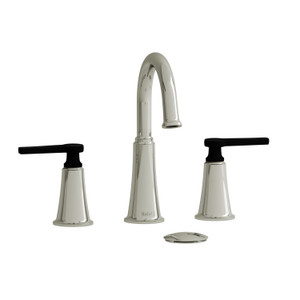 Momenti 8 Inch Bathroom Faucet - Polished Nickel and Black with J-Shaped Handles | Model Number: MMRD08JPNBK-05 - Product Knockout