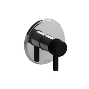 Momenti 2-Way No Share Type T/P (Thermostatic/Pressure Balance) Coaxial Complete Valve - Chrome and Black with J-Shaped Handles | Model Number: MMRD44JCBK - Product Knockout