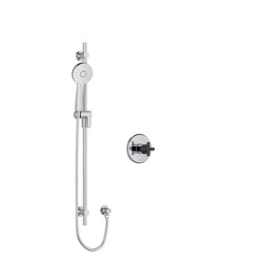 Momenti Type P (Pressure Balance) Shower - Chrome and Black with X-Shaped Handles | Model Number: MMRD54XCBK - Product Knockout
