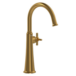 Momenti Single Hole Lavatory Faucet .5 GPM - Brushed Gold with Cross Handles | Model Number: MMRDL01+BG-05 - Product Knockout