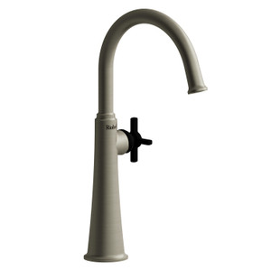 Momenti Single Hole Lavatory Faucet .5 GPM - Brushed Nickel and Black with Cross Handles | Model Number: MMRDL01+BNBK-05 - Product Knockout