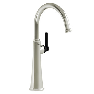 Momenti Single Hole Bathroom Faucet - Polished Nickel and Black with J-Shaped Handles | Model Number: MMRDL01JPNBK-05 - Product Knockout