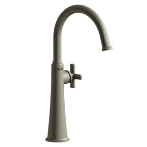 Momenti Single Hole Bathroom Faucet - Brushed Nickel with X-Shaped Handles | Model Number: MMRDL01XBN-05 - Product Knockout