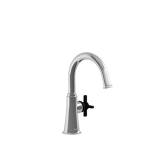 Momenti Single Hole Lavatory Faucet  - Chrome and Black with Cross Handles | Model Number: MMRDS00+CBK - Product Knockout