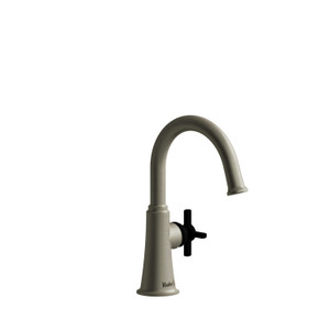 Momenti Single Hole Lavatory Faucet .5 GPM - Brushed Nickel and Black with Cross Handles | Model Number: MMRDS00+BNBK-05 - Product Knockout
