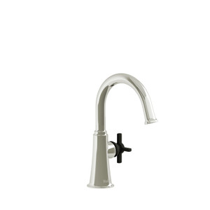 Momenti Single Hole Bathroom Faucet - Polished Nickel and Black with Cross Handles | Model Number: MMRDS00+PNBK-05 - Product Knockout