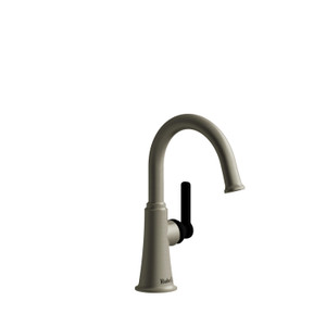 Momenti Single Hole Bathroom Faucet - Brushed Nickel and Black with J-Shaped Handles | Model Number: MMRDS00JBNBK - Product Knockout