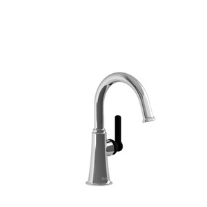 Momenti Single Hole Bathroom Faucet - Chrome and Black with J-Shaped Handles | Model Number: MMRDS00JCBK - Product Knockout