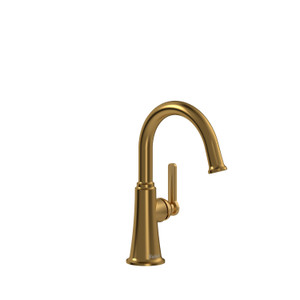 DISCONTINUED-Momenti Single Hole Bathroom Faucet Without Drain - Brushed Gold with J-Shaped Handles | Model Number: MMRDS00JBG-10 - Product Knockout