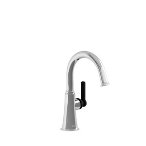 DISCONTINUED-Momenti Single Hole Bathroom Faucet Without Drain - Chrome and Black with J-Shaped Handles | Model Number: MMRDS00JCBK-10 - Product Knockout