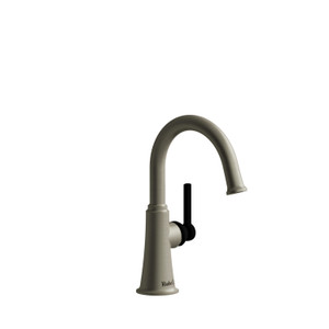 DISCONTINUED-Momenti Single Hole Bathroom Faucet Without Drain - Brushed Nickel and Black with Lever Handles | Model Number: MMRDS00LBNBK-10 - Product Knockout