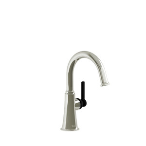 DISCONTINUED-Momenti Single Hole Bathroom Faucet Without Drain - Polished Nickel and Black with Lever Handles | Model Number: MMRDS00LPNBK-10 - Product Knockout
