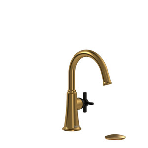 Momenti Single Hole Lavatory Faucet .5 GPM - Brushed Gold and Black with Cross Handles | Model Number: MMRDS01+BGBK-05 - Product Knockout