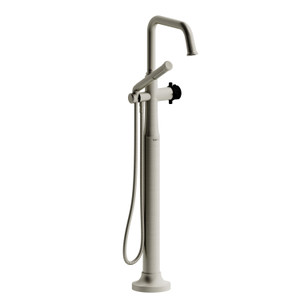 DISCONTINUED 2-way Type T (thermostatic) coaxial floor-mount tub filler With Handshower - Brushed Nickel/Black | Model Number: MMSQ39+BNBK-EX