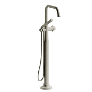 DISCONTINUED 2-way Type T (thermostatic) coaxial floor-mount tub filler With Handshower - Brushed Nickel | Model Number: MMSQ39+BN-EX