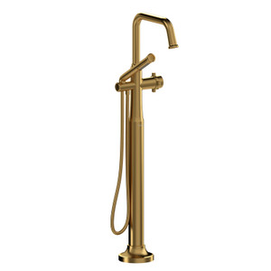 DISCONTINUED 2-way Type T (thermostatic) coaxial floor-mount tub filler With Handshower - Brushed Gold | Model Number: MMSQ39XBG